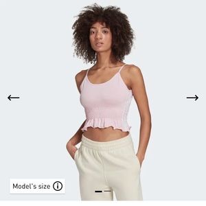 NWT Smocked Adidas Crop Top - Pink size Large